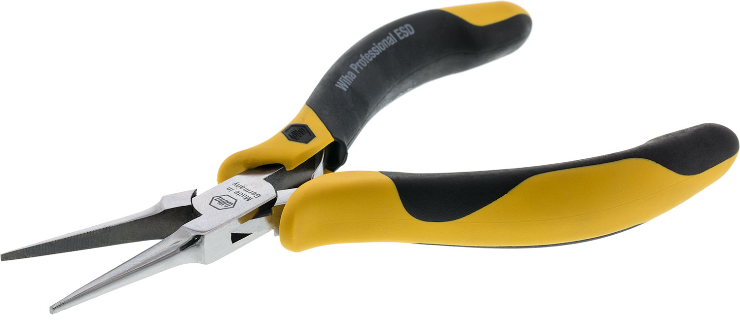 Wiha 32746 Pliers, Long Needle Nose, Straight, Serrated Jaws, ESD Safe