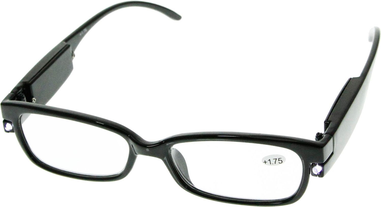 Reading Glasses Black Frame 2 LED Lights 1 75x eBay